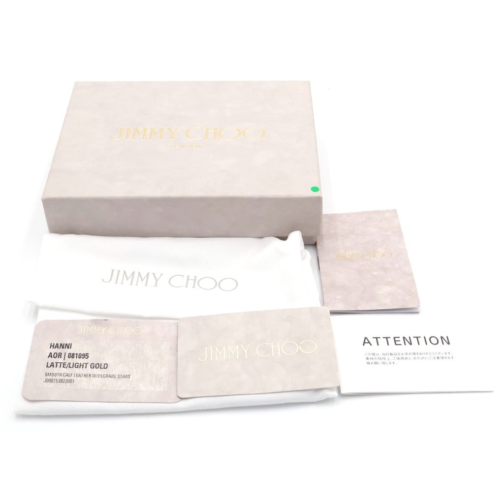 JIMMY CHOO(ジミーチュウ) NEMO AOR スタースタッズ コンパクトウォレット 二つ折財布 レザー ホワイト レディース