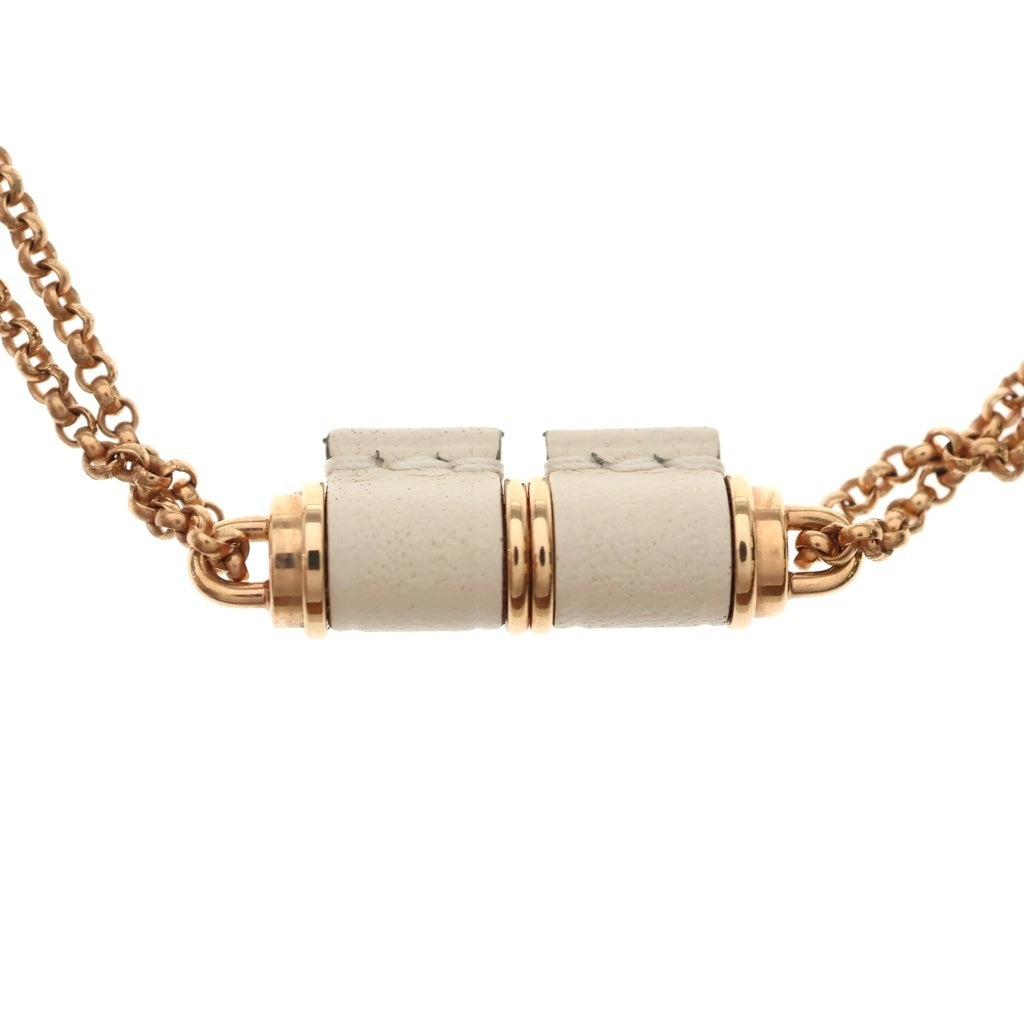 HERMES(エルメス) シャルニエールPM クレ スイフト レザー ネックレス ピンクゴールド/アイボリー レディース