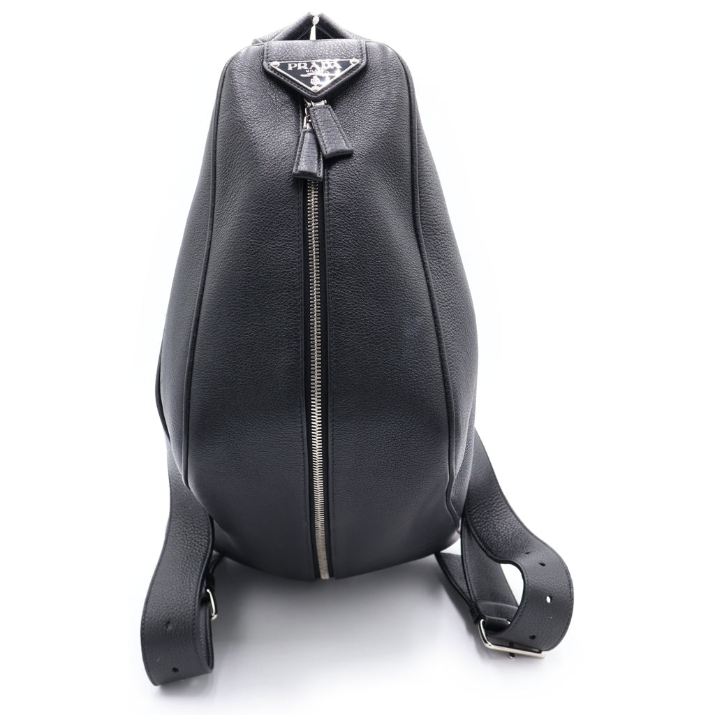 PRADA(プラダ) トライアングルロゴプレート バックパック リュック ヴィッテロダイノ レザー ブラック 2VZ099 レディース