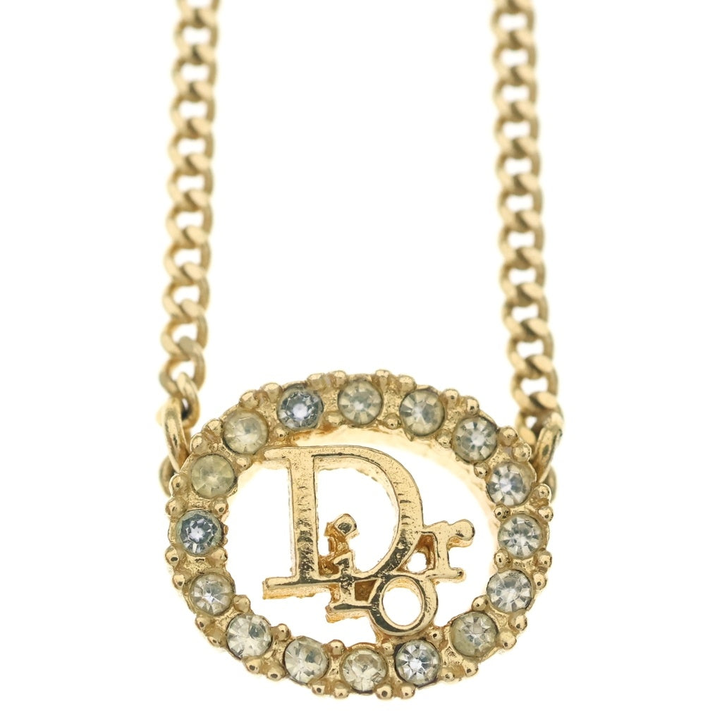 Christian Dior(クリスチャンディオール) CDロゴ ラインストーン GP ネックレス ゴールド レディース