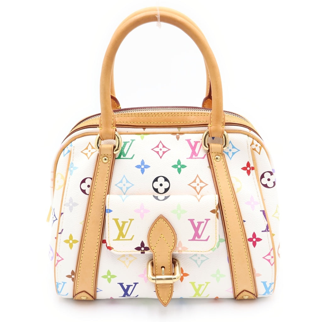 LOUIS VUITTON(ルイヴィトン) モノグラム マルチカラー プリシラ ブロン ハンドバッグ ホワイト レザー×PVC M40096 ゴールド金具 レディース