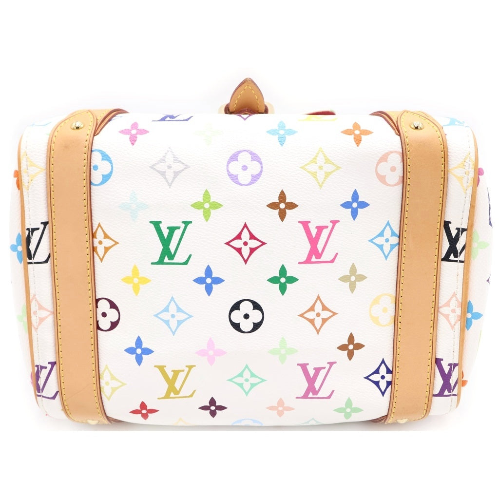 LOUIS VUITTON(ルイヴィトン) モノグラム マルチカラー プリシラ ブロン ハンドバッグ ホワイト レザー×PVC M40096 ゴールド金具 レディース
