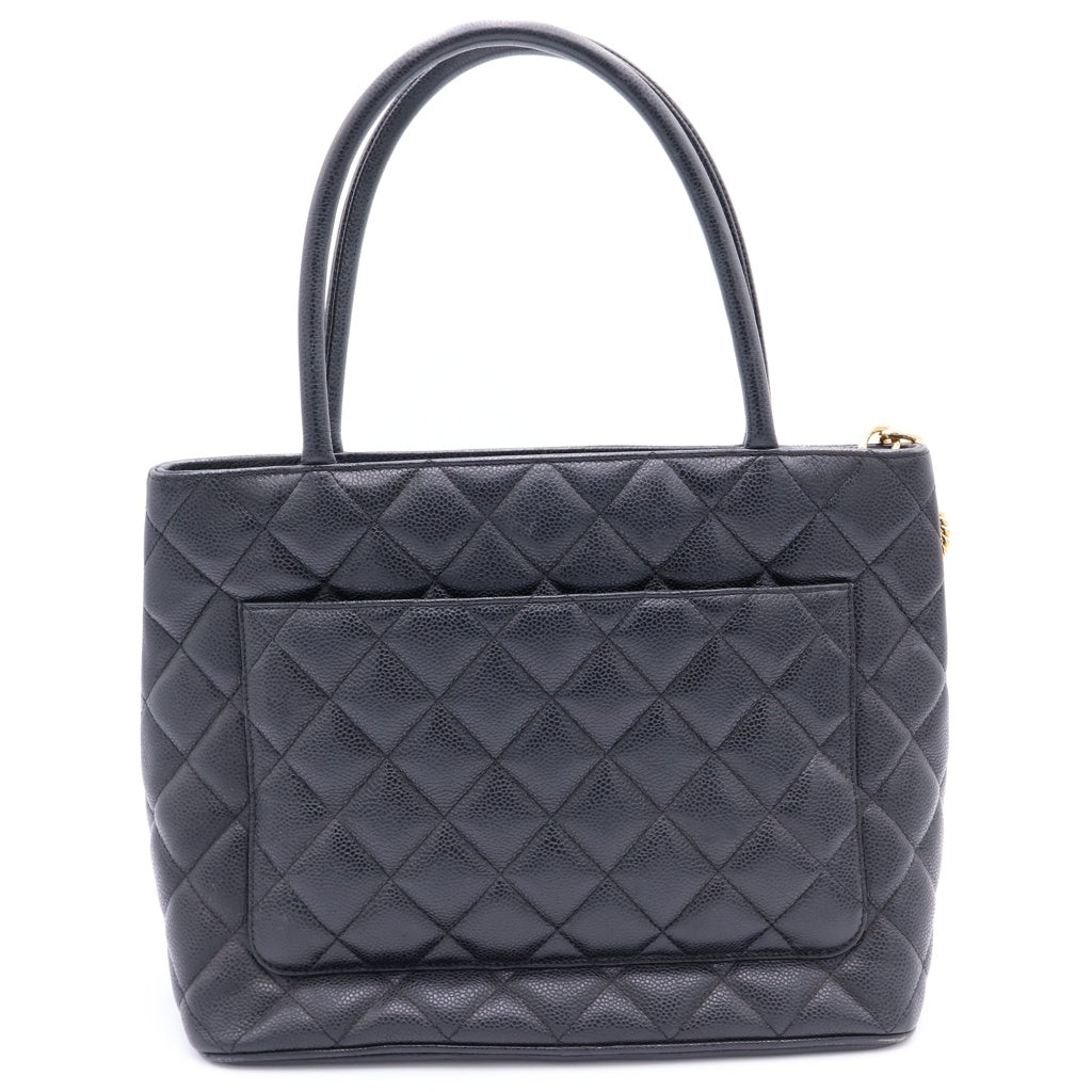 CHANEL(シャネル) 復刻トート トートバッグ ハンドバッグ ブラック キャビアスキン レザー ゴールド金具 レディース