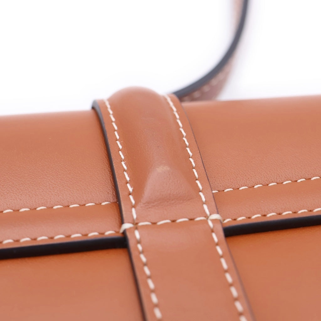 CELINE(セリーヌ) ブザス16 セーズ レザー キャンバス ショルダーバッグ ブラウン レディース
