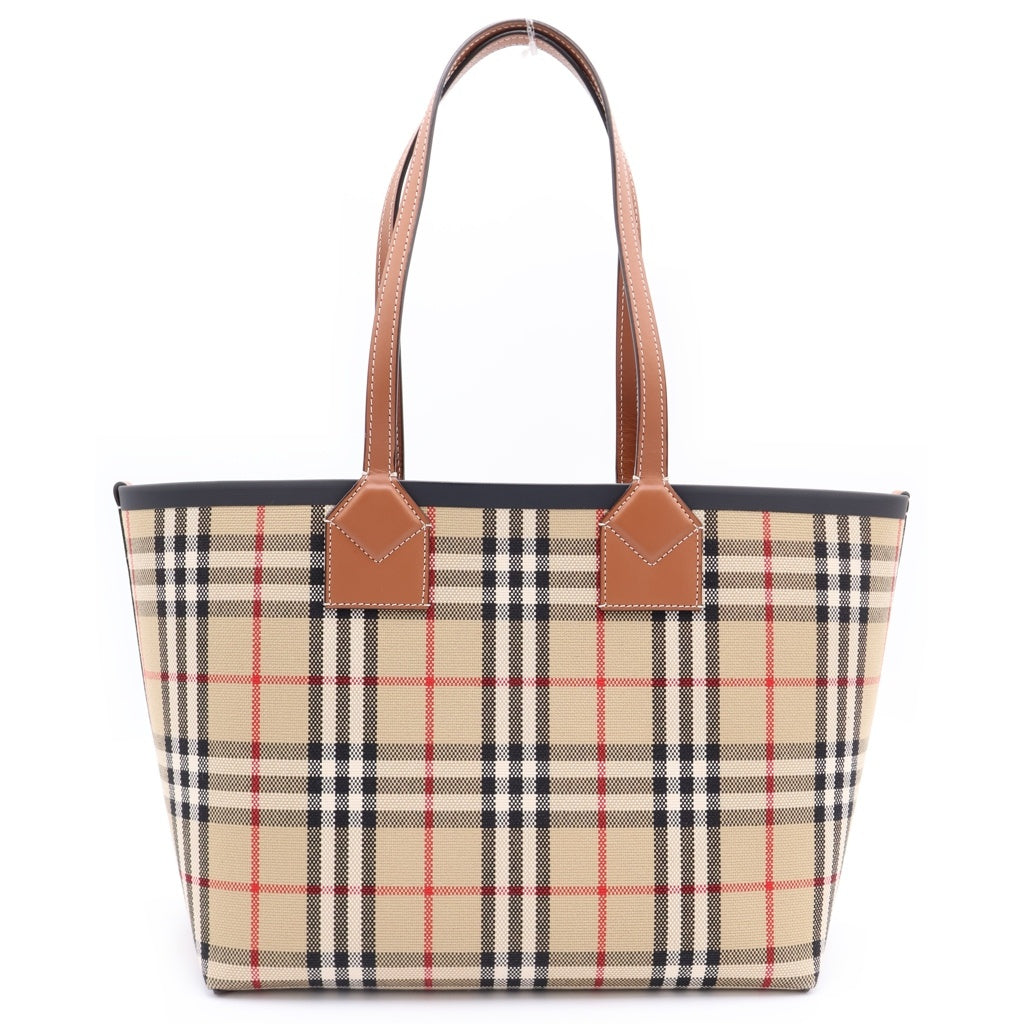 BURBERRY(バーバリー) ノバチェック ロンドン スモール キャンバス レザー トートバッグ ハンドバッグ ショルダーバッグ ベージュ 8066163 レディース