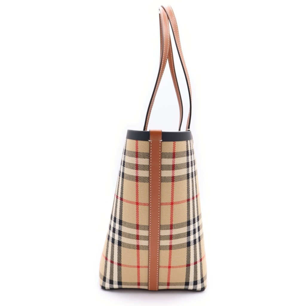 BURBERRY(バーバリー) ノバチェック ロンドン スモール キャンバス レザー トートバッグ ハンドバッグ ショルダーバッグ ベージュ 8066163 レディース