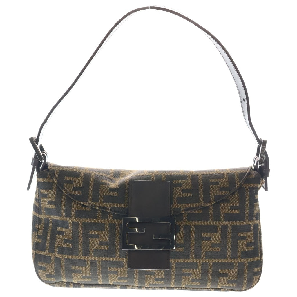 FENDI(フェンディ) ズッカ マンマバゲット ワンショルダーバッグ ブラウン レザー×キャンバス ガンメタ金具 レディース