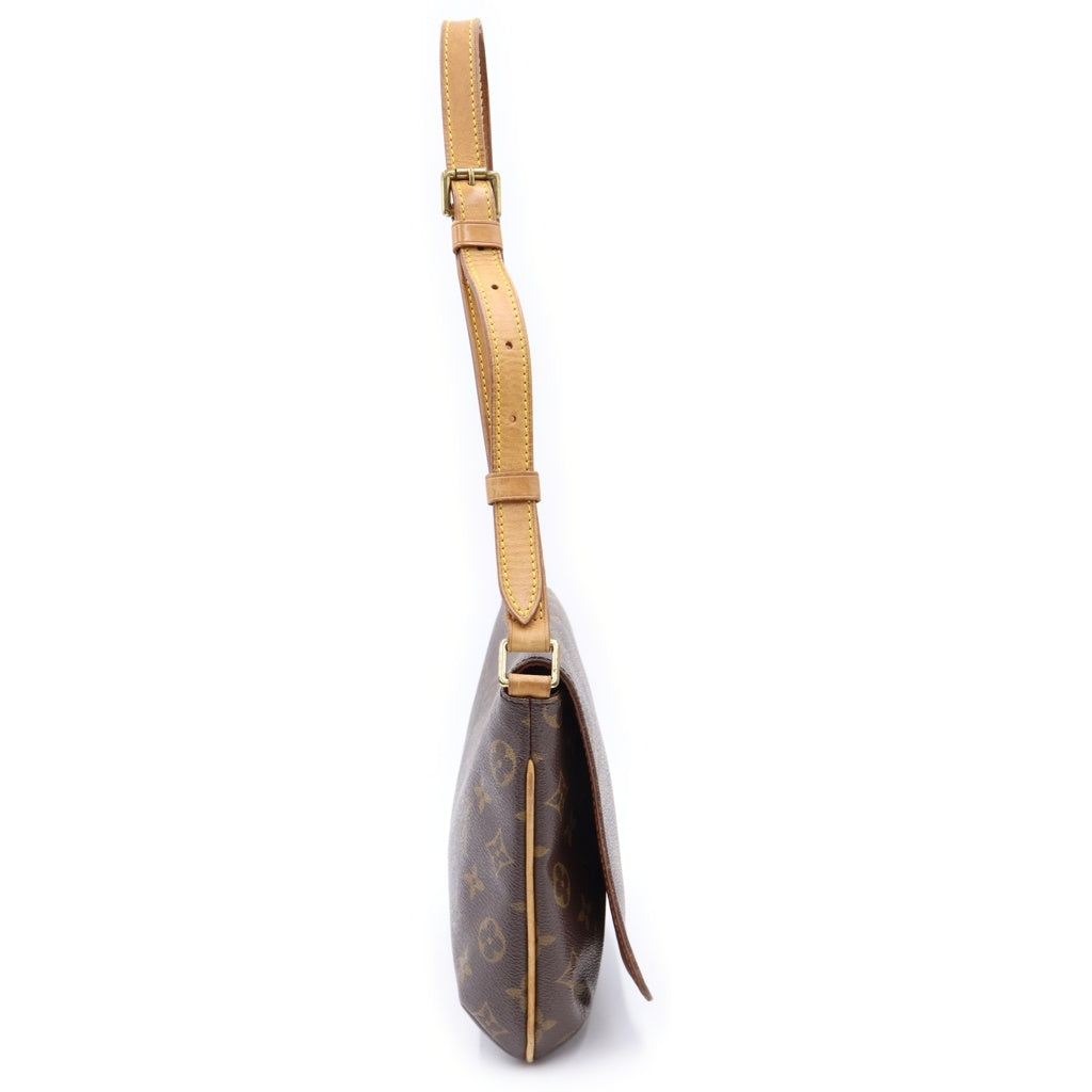 LOUIS VUITTON(ルイヴィトン) モノグラム ミュゼットタンゴ ショルダーバッグ ブラウン レザー×PVC M51257 ゴールド金具 レディース