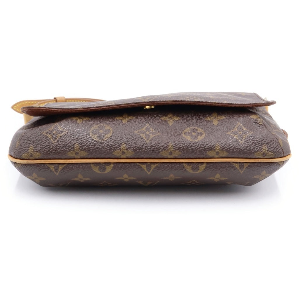 LOUIS VUITTON(ルイヴィトン) モノグラム ミュゼットタンゴ ショルダーバッグ ブラウン レザー×PVC M51257 ゴールド金具 レディース