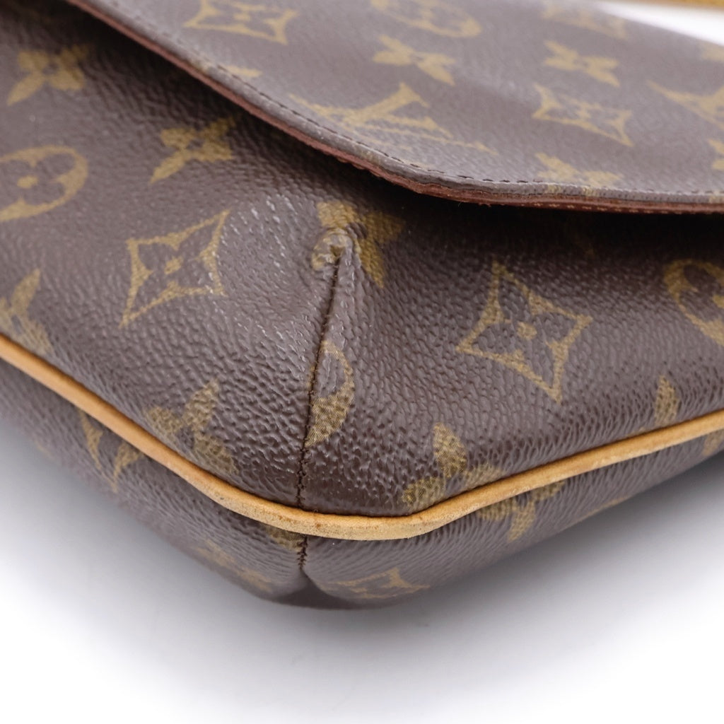 LOUIS VUITTON(ルイヴィトン) モノグラム ミュゼットタンゴ ショルダーバッグ ブラウン レザー×PVC M51257 ゴールド金具 レディース