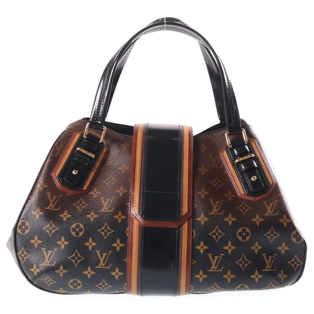 LOUIS VUITTON(ルイヴィトン) グリートモノグラム・ミラージュ ハンドバッグ ボストンバッグ ブラウン×ブラック レザー×PVC M95579 ゴールド金具 レディース