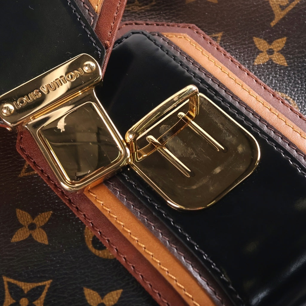 LOUIS VUITTON(ルイヴィトン) グリートモノグラム・ミラージュ ハンドバッグ ボストンバッグ ブラウン×ブラック レザー×PVC M95579 ゴールド金具 レディース