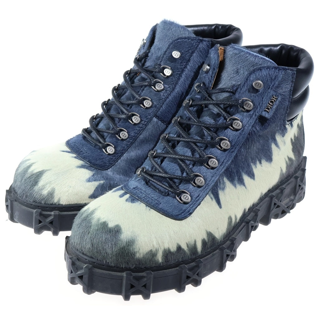 Christian Dior(クリスチャンディオール) 26SS Slickrock ハラコ ショートブーツ 限定エディション チャンキーソール ネイビー/ブラック 3BO378ABD