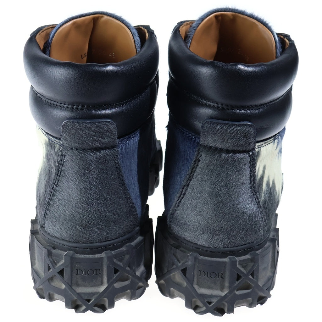 Christian Dior(クリスチャンディオール) 26SS Slickrock ハラコ ショートブーツ 限定エディション チャンキーソール ネイビー/ブラック 3BO378ABD