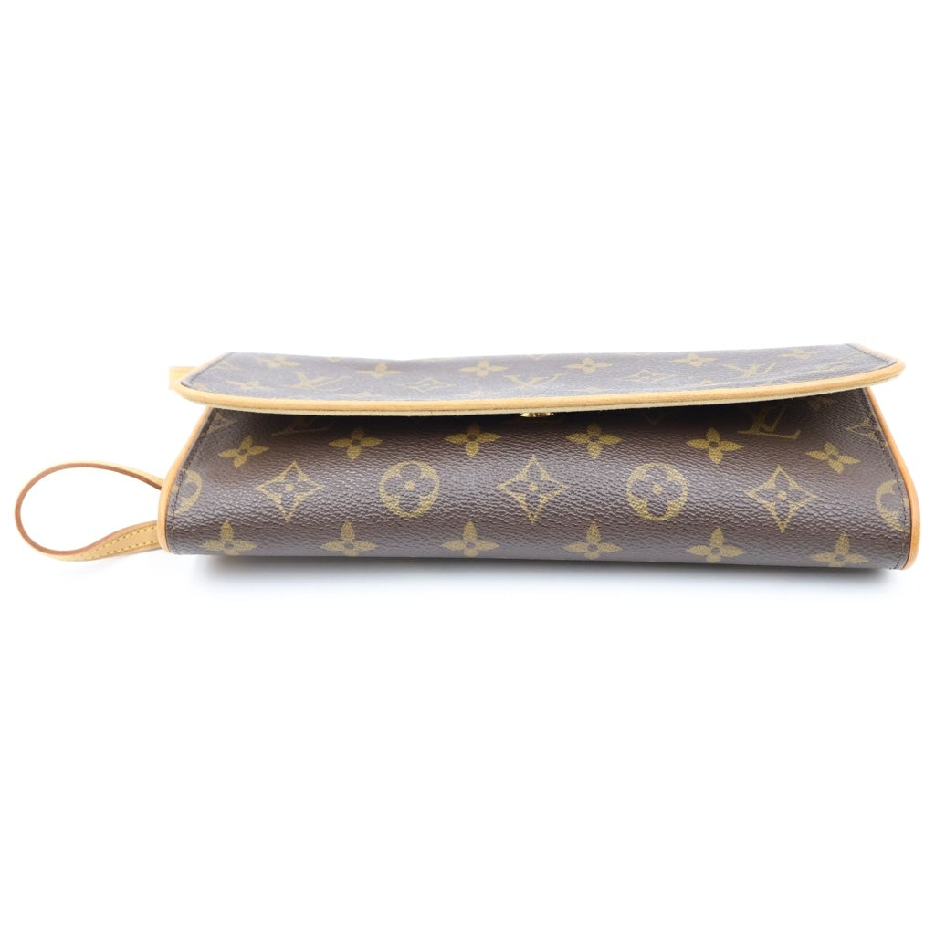 LOUIS VUITTON(ルイヴィトン) モノグラム ポシェットツインGM ショルダーバッグ ブラウン レザー×PVC M51852 ゴールド金具 レディース