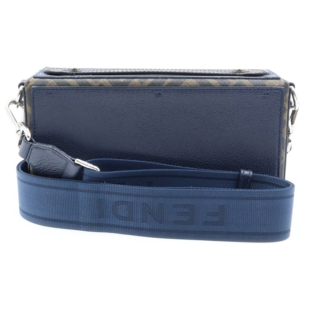 FENDI(フェンディ) バゲット ソフトトランク ショルダーバッグ PVC レザー ブラウン/ネイビー 7VA565 レディース