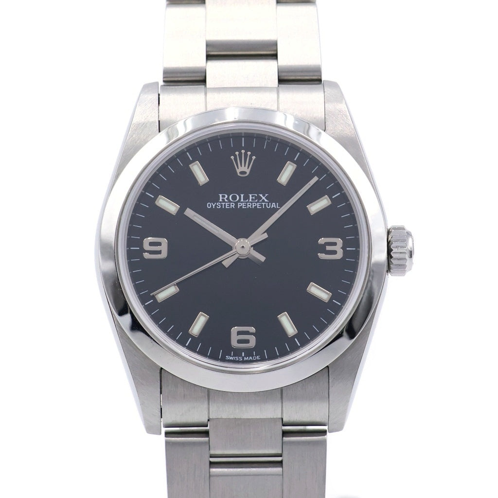 ROLEX(ロレックス) オイスターパーペチュアル 黒文字盤 ステンレス 自動巻き SS/AT 77080 F番 腕時計