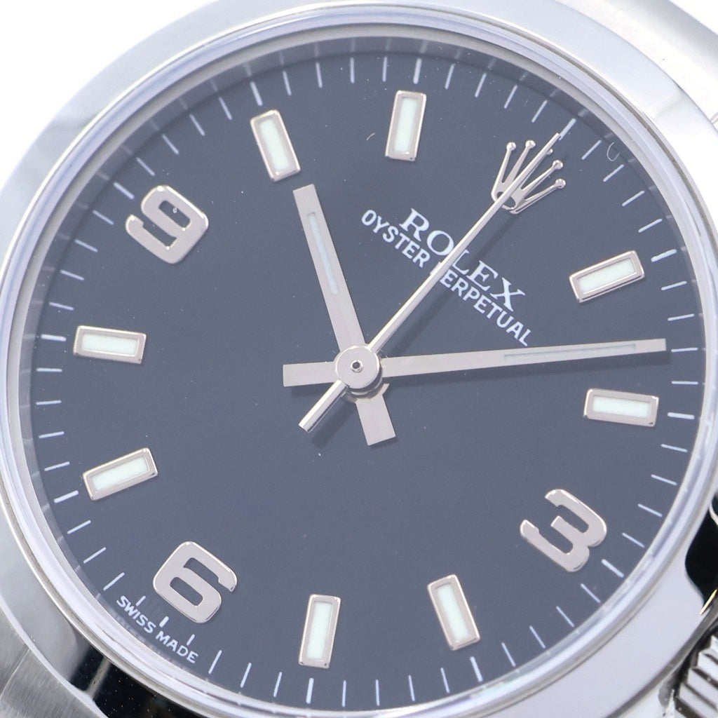ROLEX(ロレックス) オイスターパーペチュアル 黒文字盤 ステンレス 自動巻き SS/AT 77080 F番 腕時計