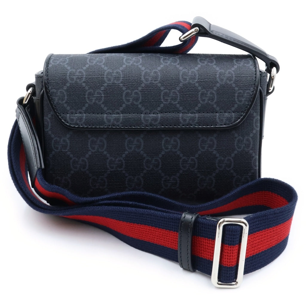 GUCCI(グッチ) GGスプリーム スーパーミニ ショルダーバッグ ブラック キャンバス×レザー 791741 シルバー金具 レディース