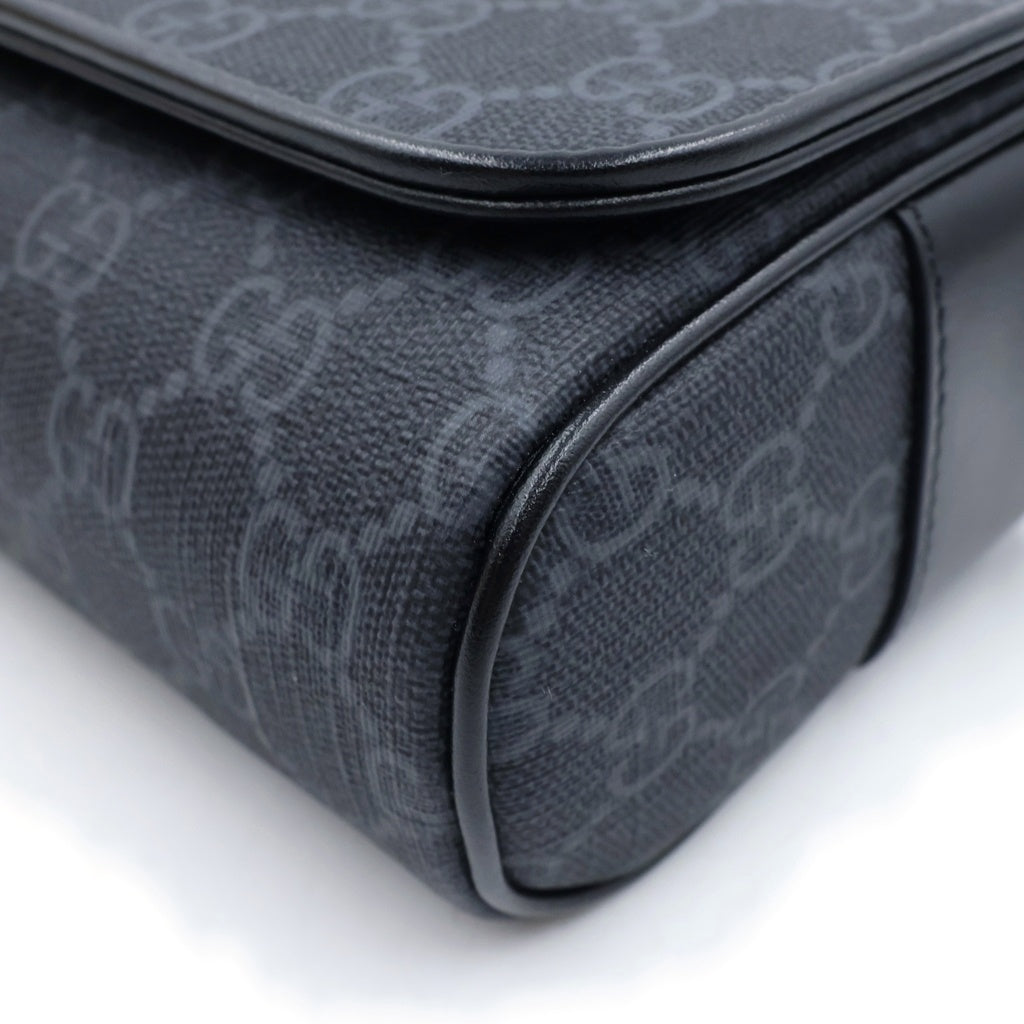 GUCCI(グッチ) GGスプリーム スーパーミニ ショルダーバッグ ブラック キャンバス×レザー 791741 シルバー金具 レディース