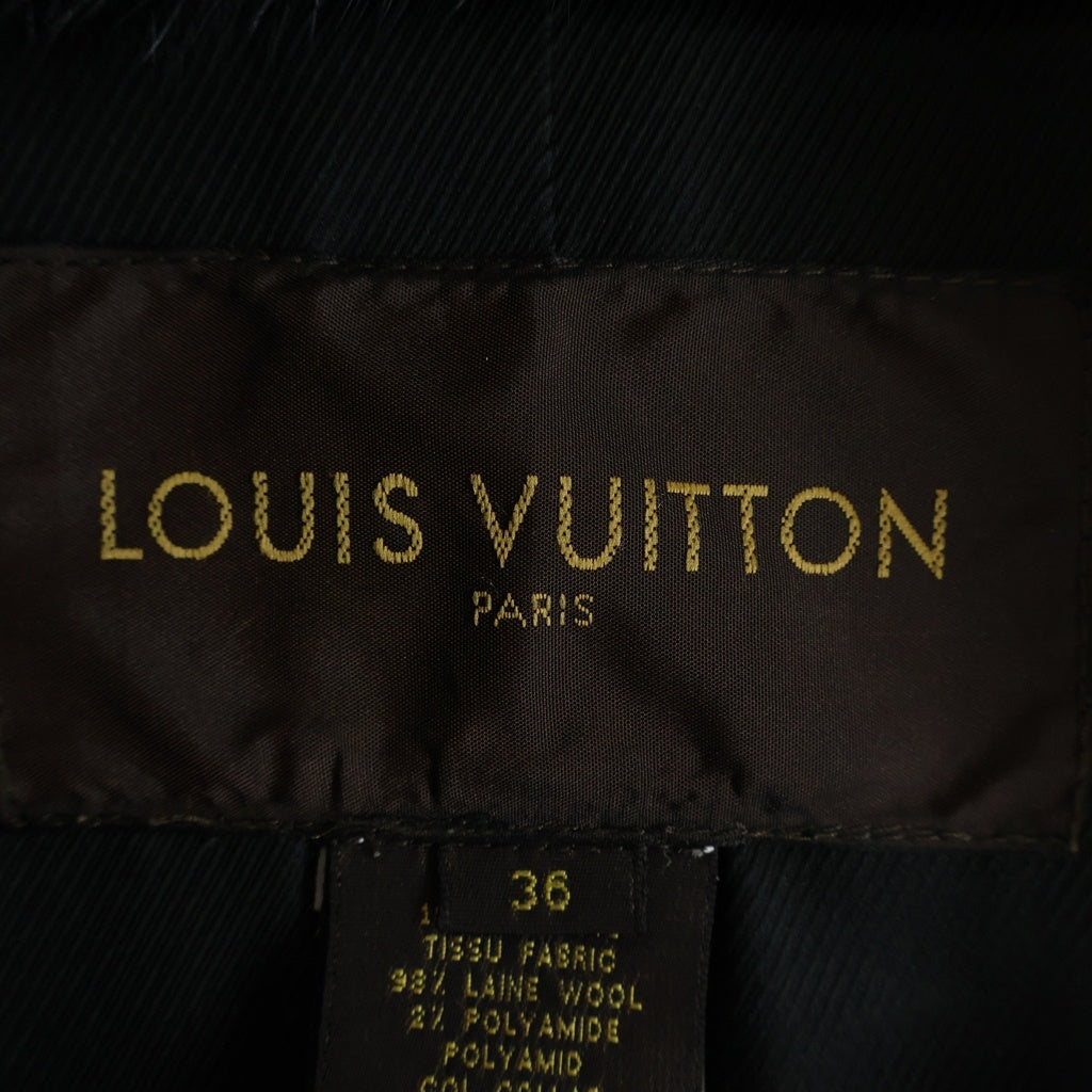 LOUIS VUITTON(ルイヴィトン) ファーコート ロング ジャケット モノグラム ヴェルニ ミンク ツイード ブラウン/ブラック レディース