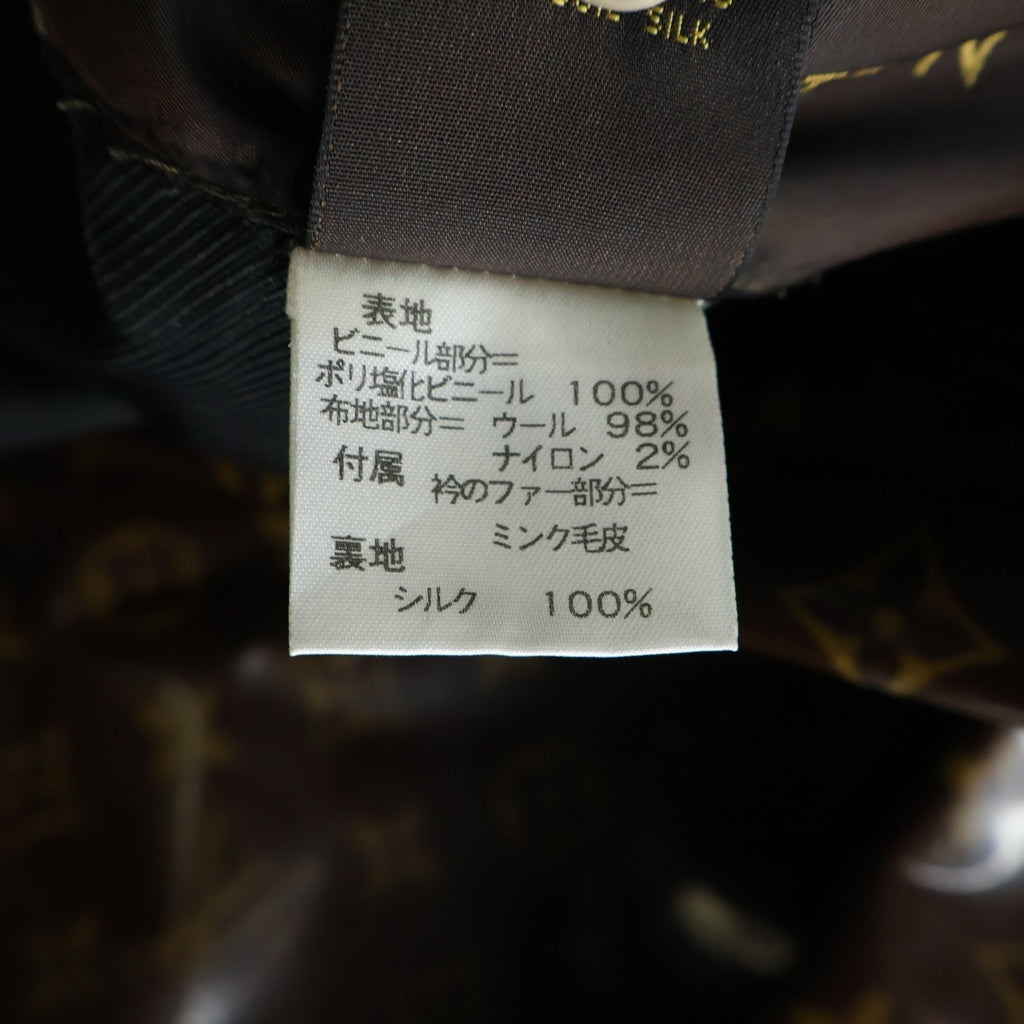 LOUIS VUITTON(ルイヴィトン) ファーコート ロング ジャケット モノグラム ヴェルニ ミンク ツイード ブラウン/ブラック レディース