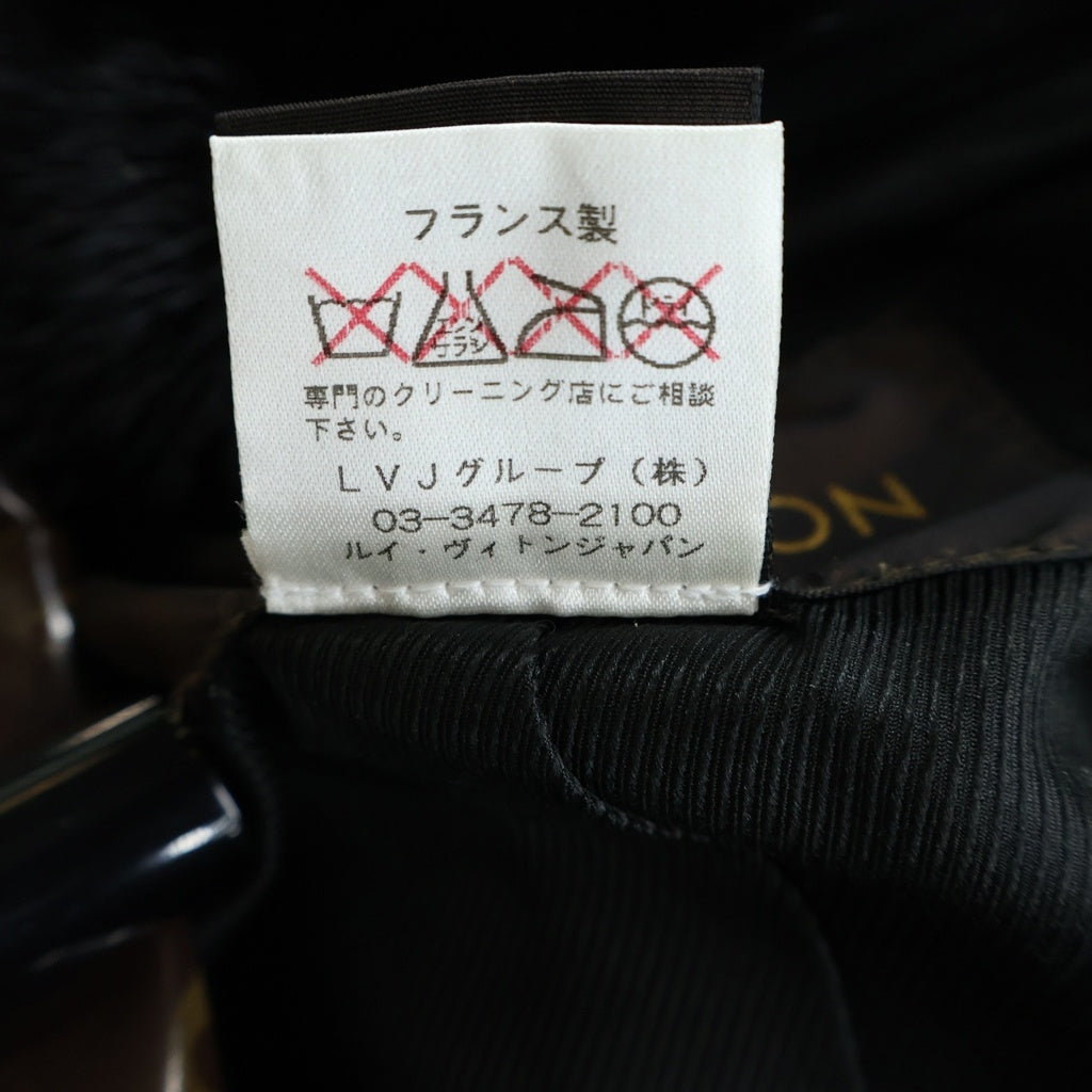 LOUIS VUITTON(ルイヴィトン) ファーコート ロング ジャケット モノグラム ヴェルニ ミンク ツイード ブラウン/ブラック レディース