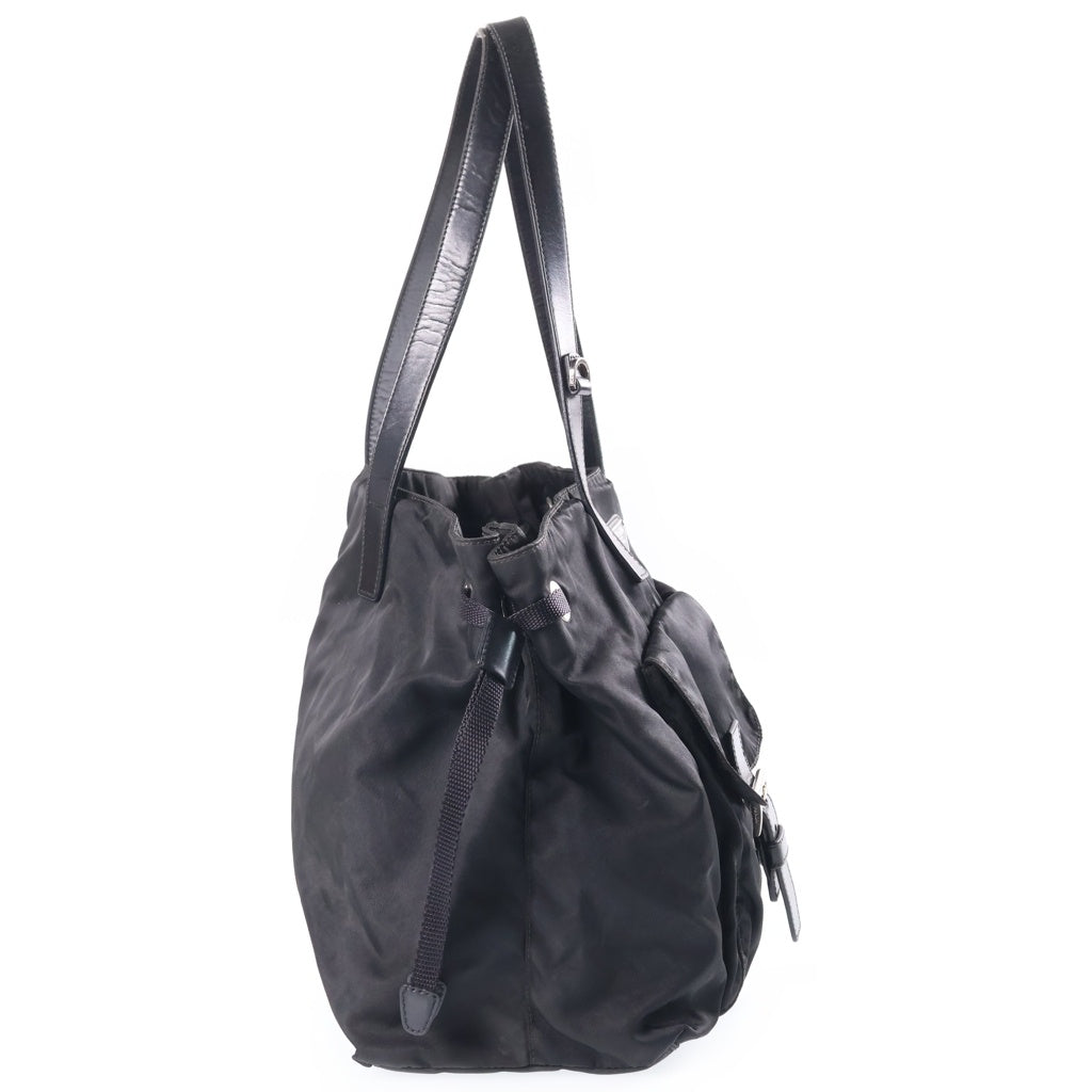 PRADA(プラダ) トライアングルロゴ テスート ハンドバッグ ボストンバッグ ブラック ナイロン BR3310 シルバー金具 レディース