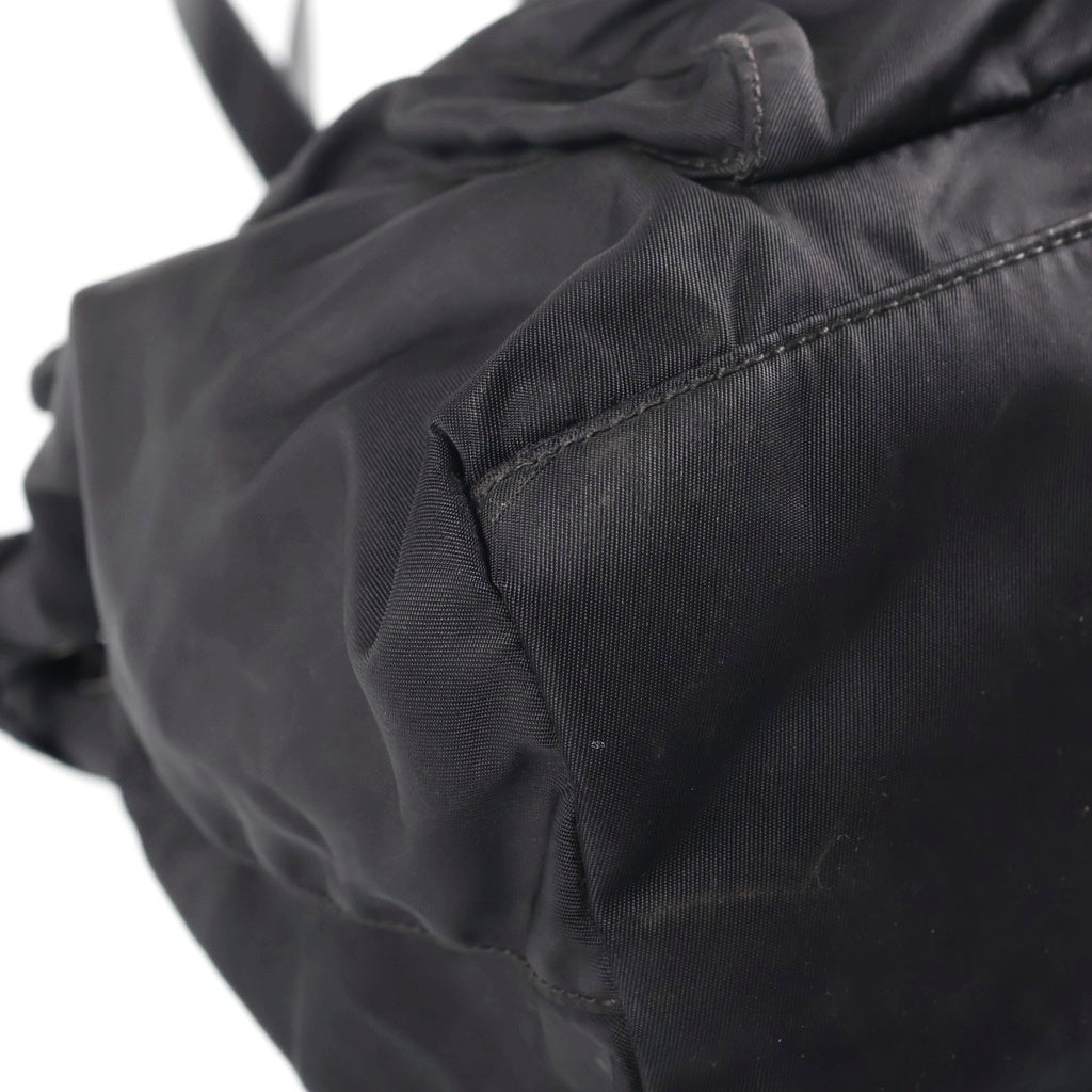 PRADA(プラダ) トライアングルロゴ テスート ハンドバッグ ボストンバッグ ブラック ナイロン BR3310 シルバー金具 レディース