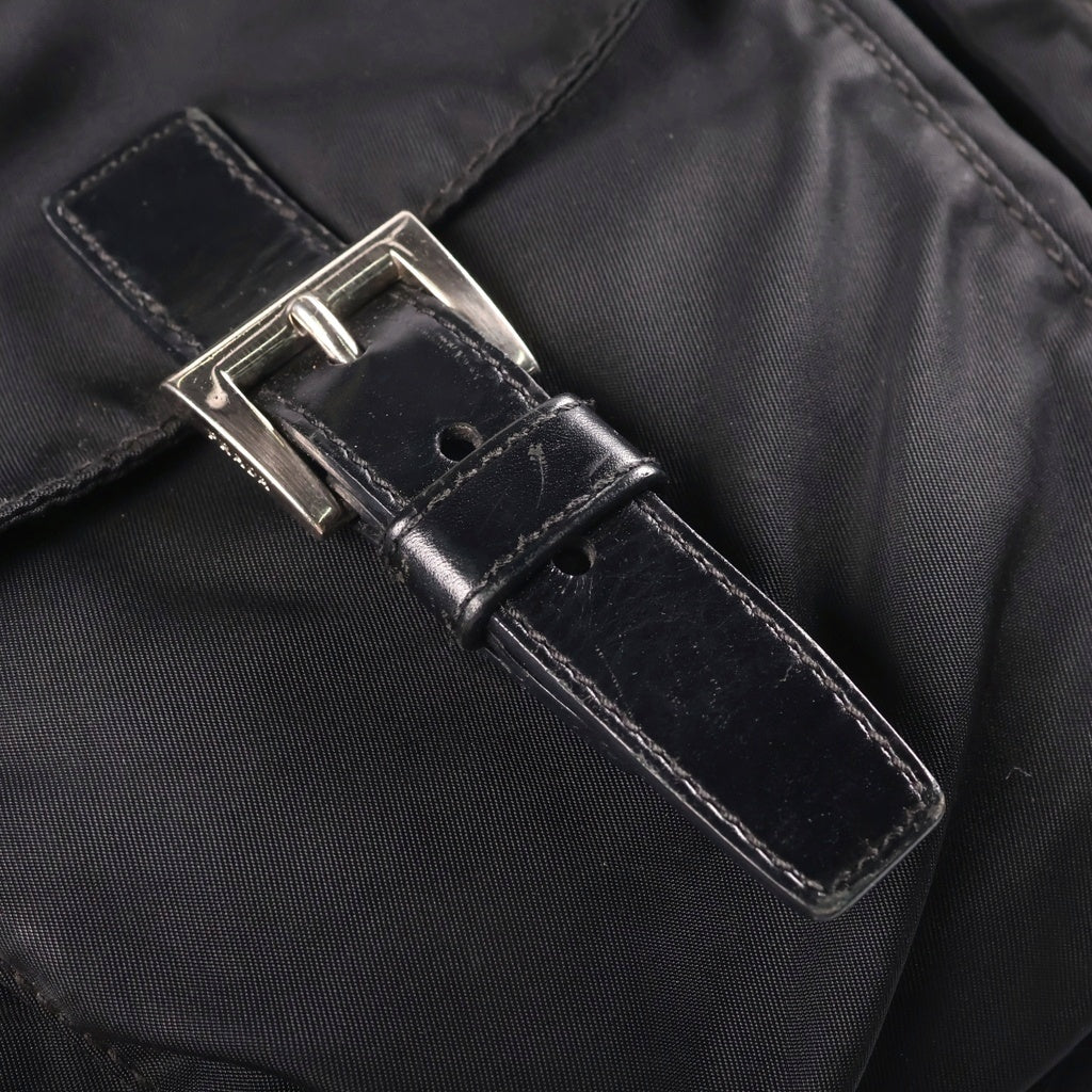 PRADA(プラダ) トライアングルロゴ テスート ハンドバッグ ボストンバッグ ブラック ナイロン BR3310 シルバー金具 レディース