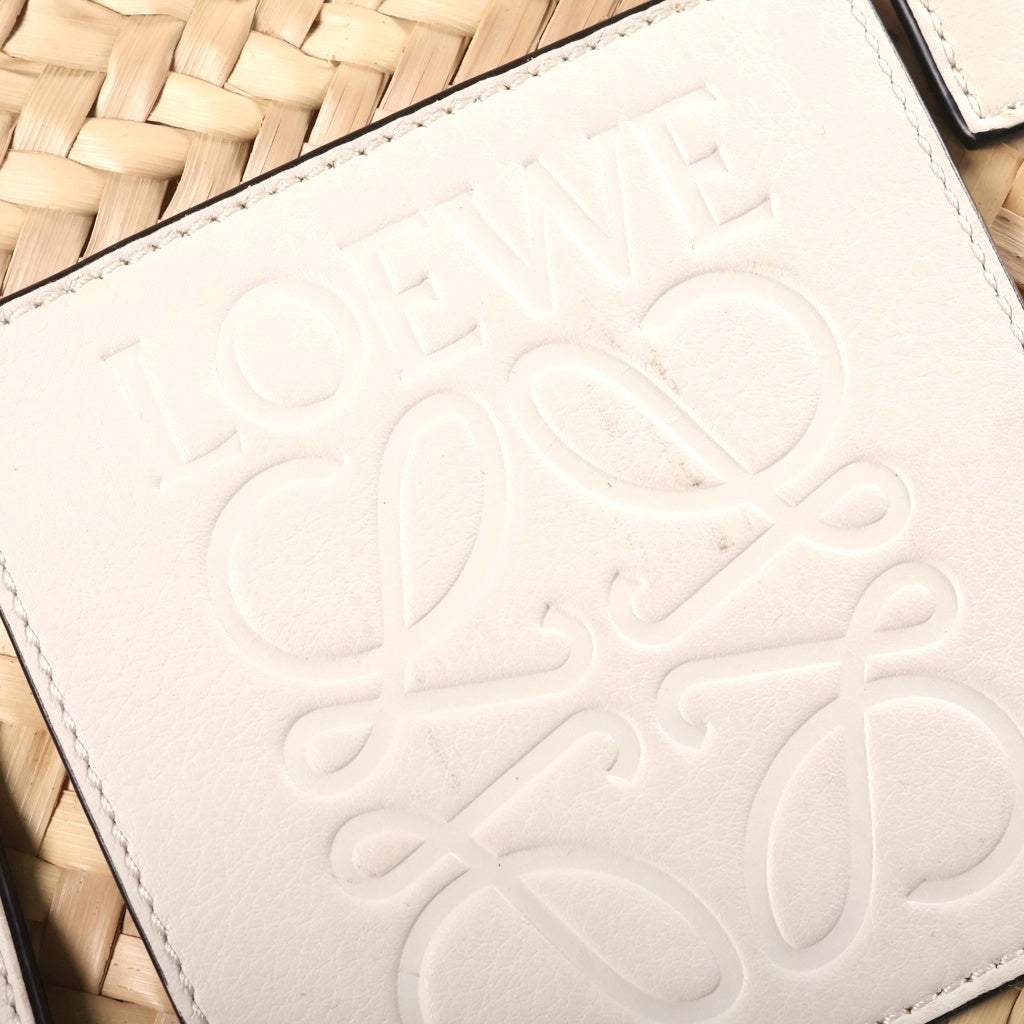 LOEWE(ロエベ) アナグラム スモール カゴバッグ ハンドバッグ ベージュ×ホワイト レザー×ラフィア レディース