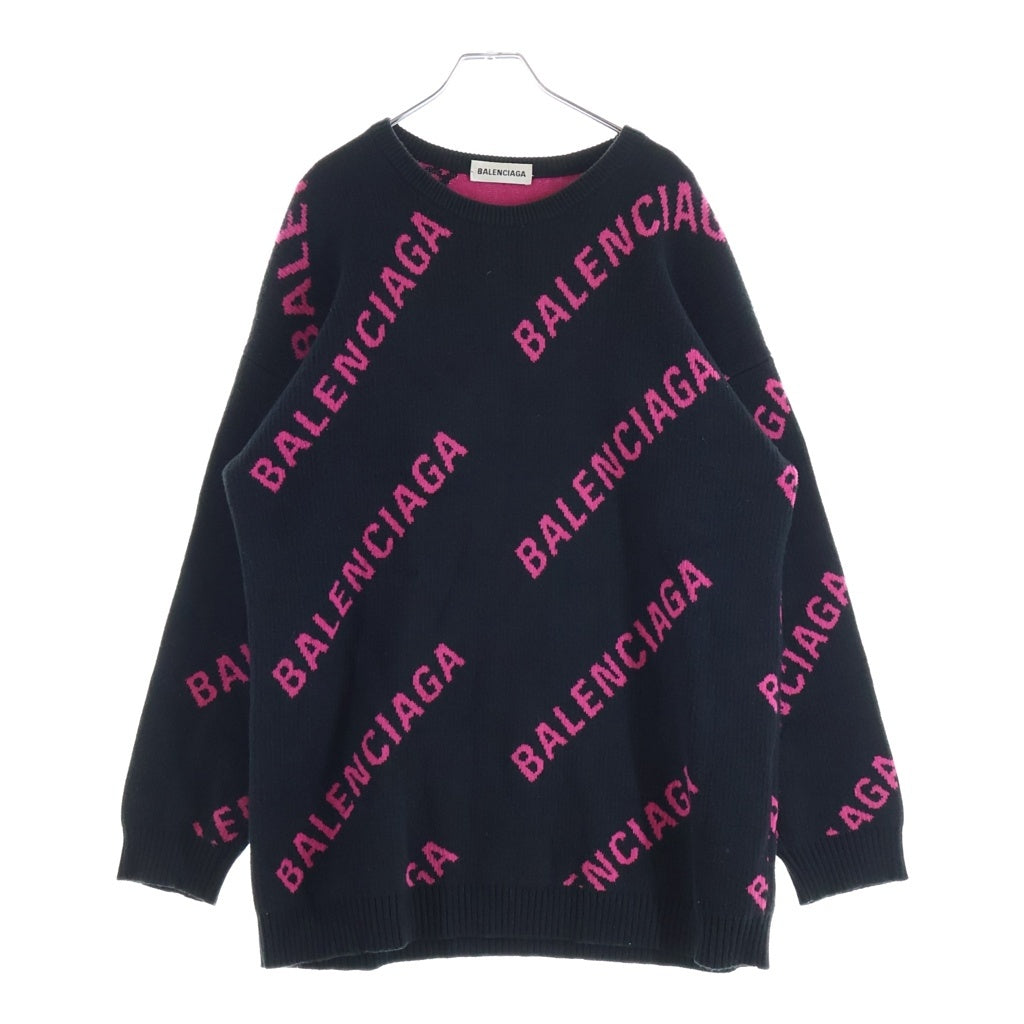 BALENCIAGA(バレンシアガ) ニット ロゴ ブラック/ピンク レディース