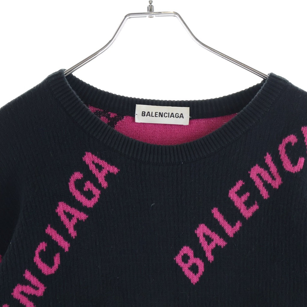 BALENCIAGA(バレンシアガ) ニット ロゴ ブラック/ピンク レディース