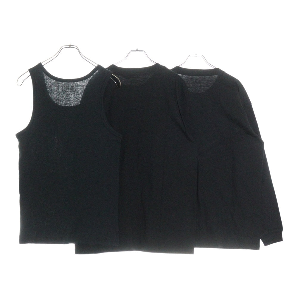 SyuMan(シューマン) 23AW FLOWER TAG 3PACK 3パックセット フロントロゴパッチ 半袖Tシャツ 長袖Tシャツ タンクトップ カットソー ブラック S&F-23aw-001