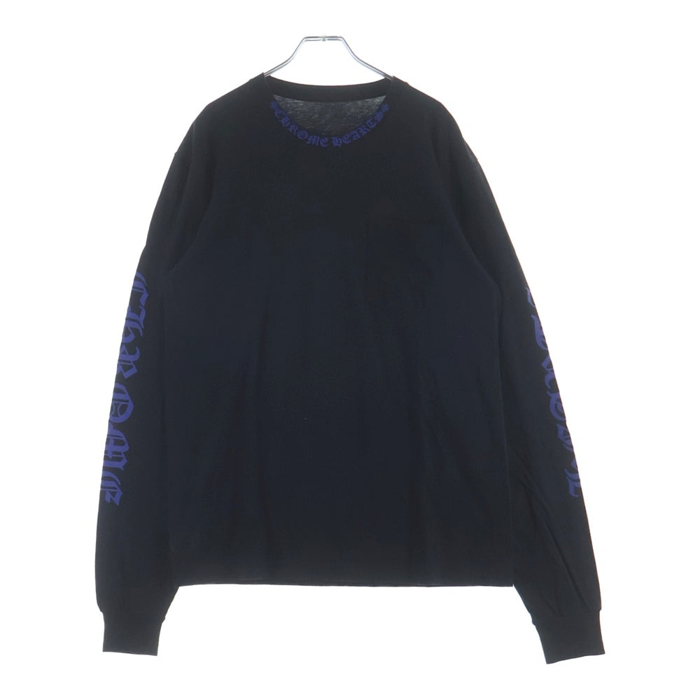 CHROME HEARTS(クロムハーツ) Neck Logo L/S Tee ネックロゴプリント ロングスリーブ 長袖Tシャツ カットソー ブラック