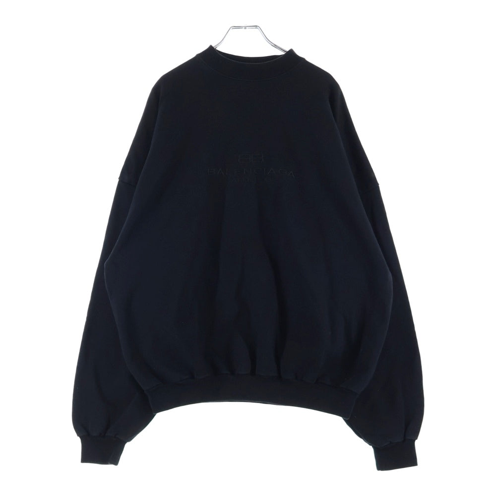 BALENCIAGA(バレンシアガ) フロント ロゴ 刺繍 クルーネック スウェットトレーナー ブラック 817252 TRVW1