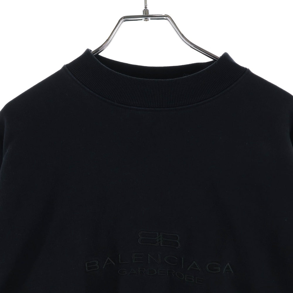 BALENCIAGA(バレンシアガ) フロント ロゴ 刺繍 クルーネック スウェットトレーナー ブラック 817252 TRVW1