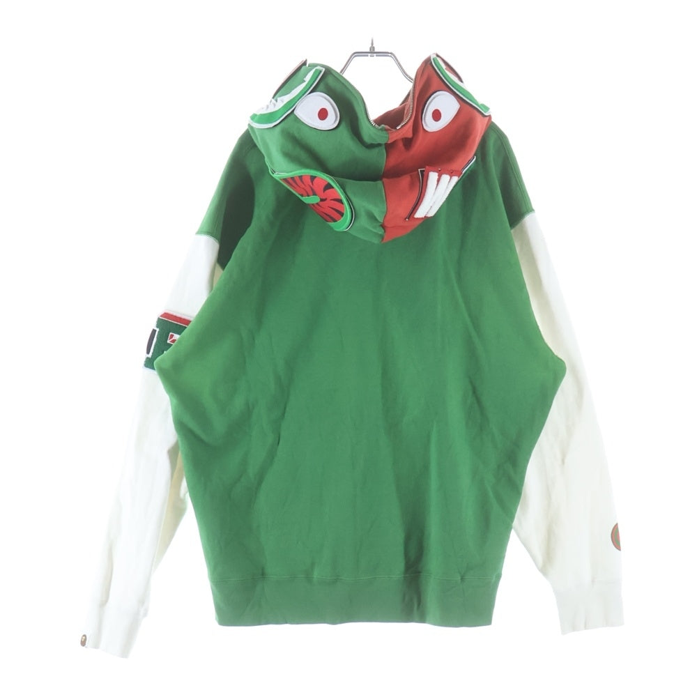 A BATHING APE(アベイシングエイプ) SHARK FULL ZIP HOODIE シャーク フル ジップアップスウェットパーカー フーディー グリーン 001ZPK701304M