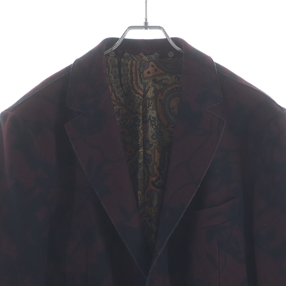 ETRO(エトロ) カシミヤ混 総リーフ柄 コート 裏地ペイズリー バーガンディ 192-1C311-5511