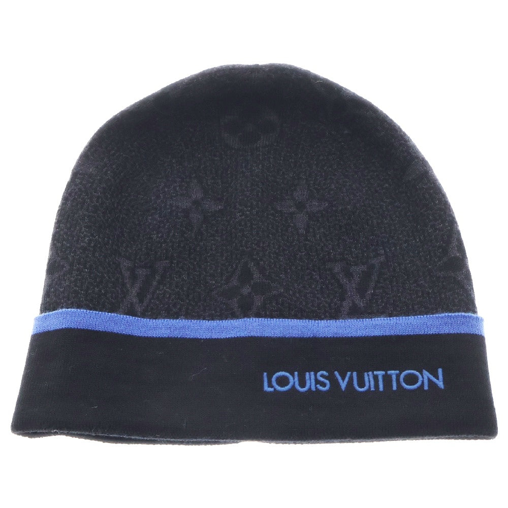 LOUIS VUITTON(ルイヴィトン) ウール ボネ マイ モノグラム・エクリプス ビーニー ニットキャップ 帽子 M76241 ブラック×ブルー