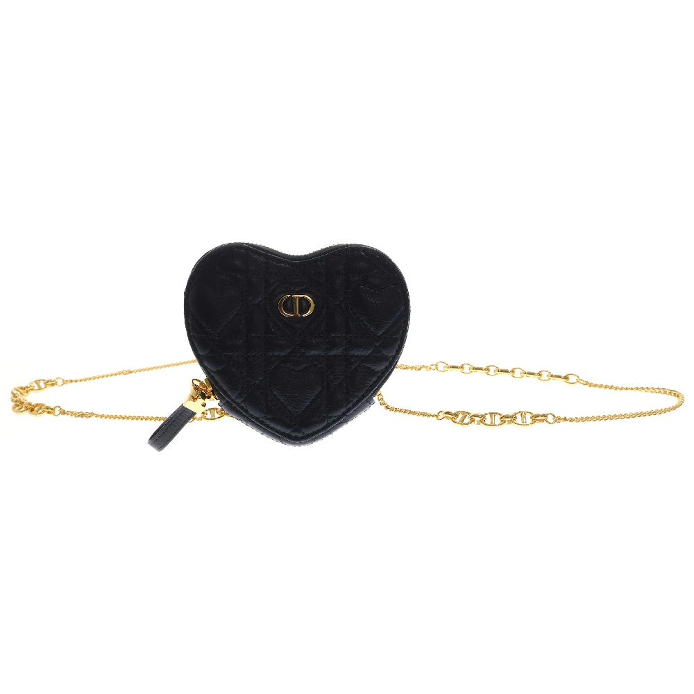 Christian Dior(クリスチャンディオール) カロ ハート チェーンポーチ ミニバッグ ブラック ゴールド金具 斜め掛けバッグ