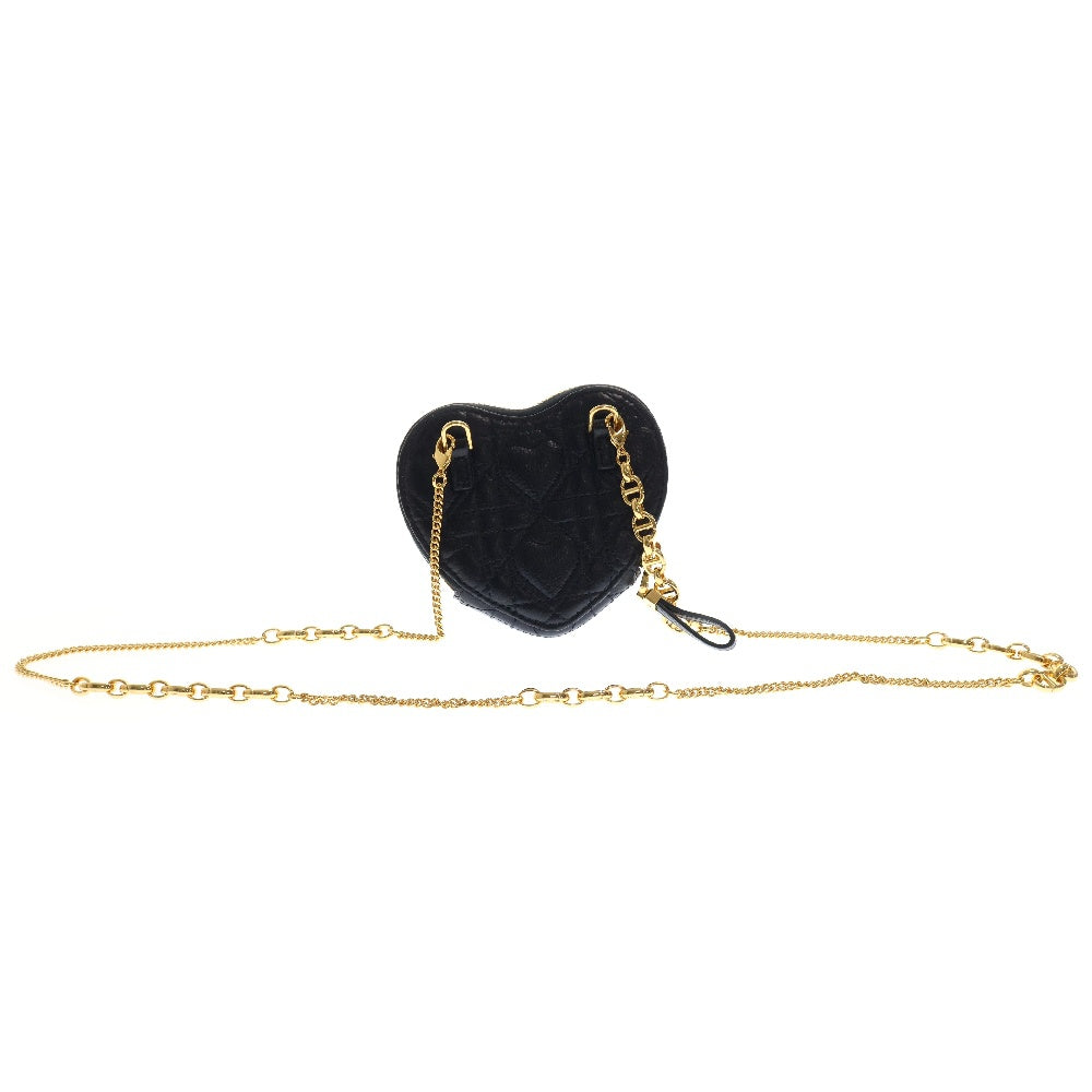 Christian Dior(クリスチャンディオール) カロ ハート チェーンポーチ ミニバッグ ブラック ゴールド金具 斜め掛けバッグ