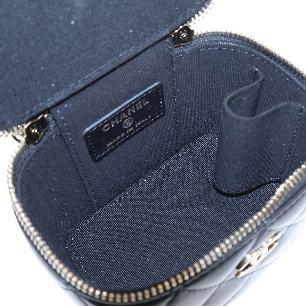 CHANEL(シャネル) ミニバニティ トップハンドル 2WAYショルダーバッグ ミニバッグ ブラック ラムスキン ゴールド金具 AS2198