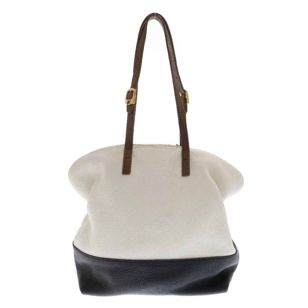 FENDI(フェンディ) Selleria セレリア レザー トゥーバッグ トートバッグ ブラウン×ホワイト×ブラック 8BN232