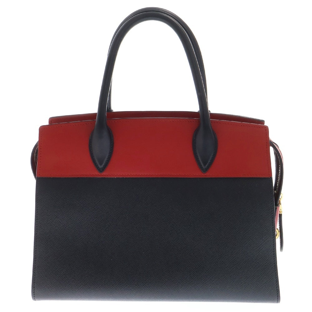 PRADA(プラダ) エスプラナード バイカラー レザー2WAYハンドバッグ ショルダーバッグ NERO×FUOCO ブラック×レッド 1BA046