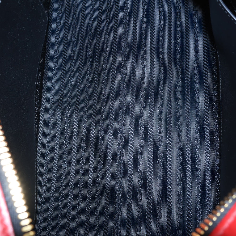 PRADA(プラダ) エスプラナード バイカラー レザー2WAYハンドバッグ ショルダーバッグ NERO×FUOCO ブラック×レッド 1BA046
