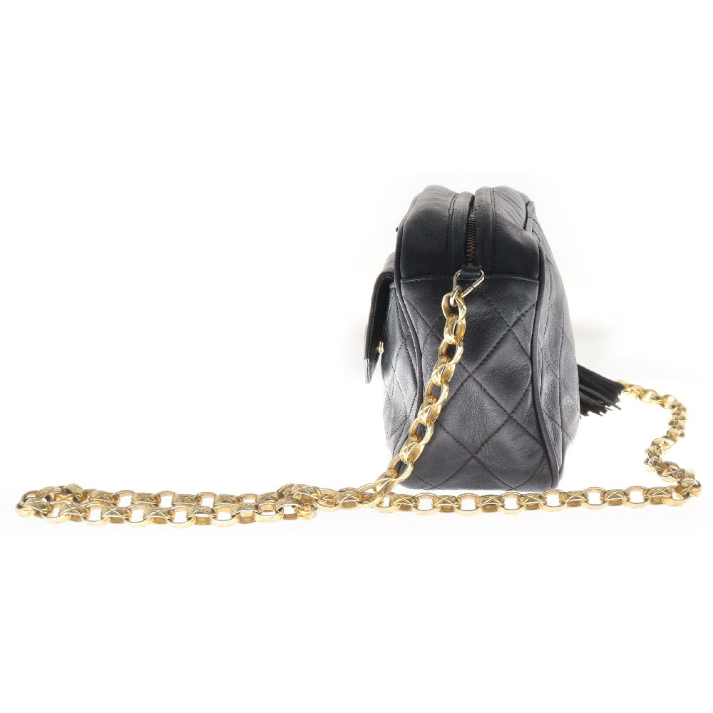CHANEL(シャネル) ココマーク フリンジ ポシェット チェーン ショルダーバッグ ブラック ラムスキン ゴールド金具