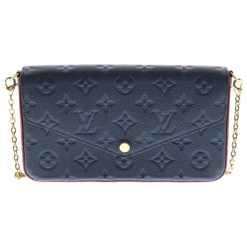 LOUIS VUITTON(ルイヴィトン) モノグラムアンプラント ポシェットフェリシー マリーヌルージュ レザー チェーンロングウォレット ショルダーバッグ ネイビー×レッド レディース M64099