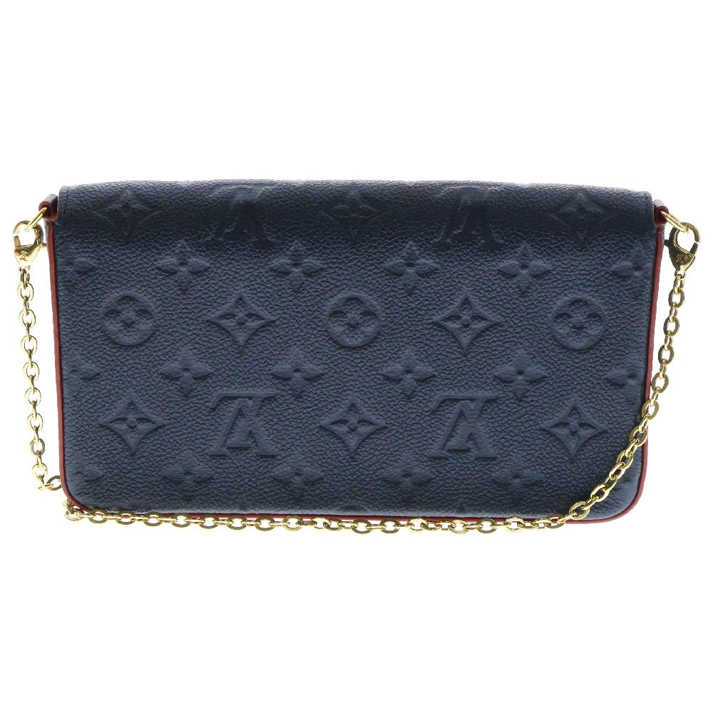 LOUIS VUITTON(ルイヴィトン) モノグラムアンプラント ポシェットフェリシー マリーヌルージュ レザー チェーンロングウォレット ショルダーバッグ ネイビー×レッド レディース M64099