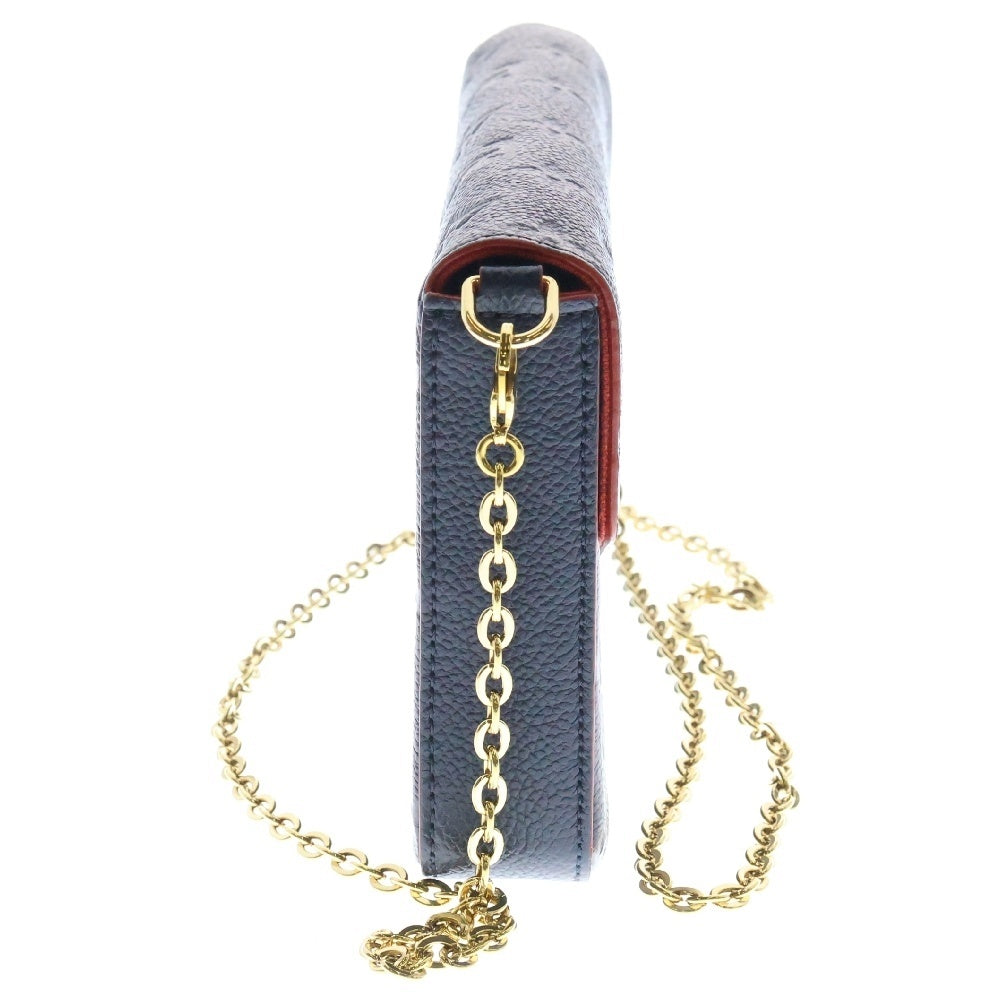 LOUIS VUITTON(ルイヴィトン) モノグラムアンプラント ポシェットフェリシー マリーヌルージュ レザー チェーンロングウォレット ショルダーバッグ ネイビー×レッド レディース M64099